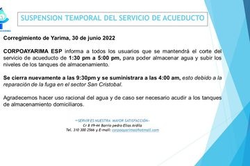 SUSPENSION TEMPORAL DEL SERVICIO DE ACUEDUCTO
