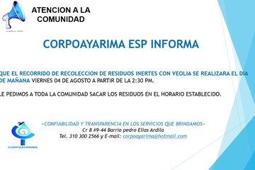 HORARIO DE RECOLECCION DE RESIDUOS INERTES