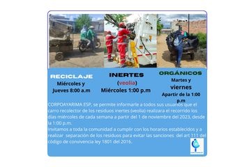 HORARIOS DE RECOLECCION DE RESIDUOS