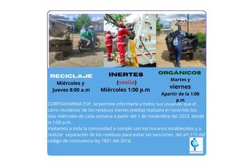 HORARIOS ESTIPULADOS PARA LA RECOLECCIÓN DE RESIDUOS